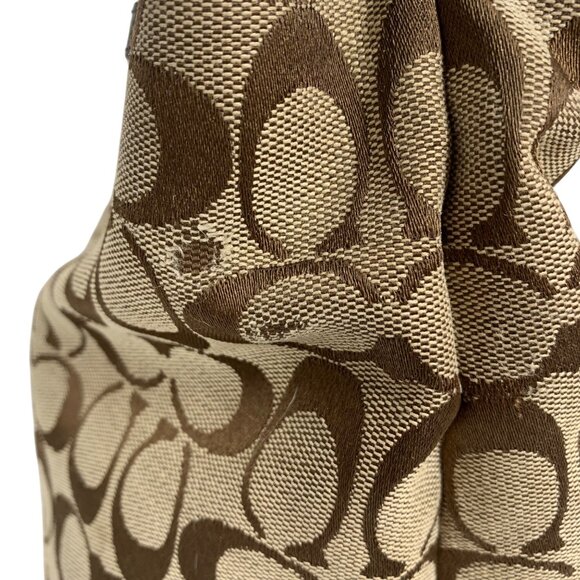 COACH Signature Soho Jacquard/Leather Tote Handbag Triple Entry Satchel F17401 - Picture 5 of 15